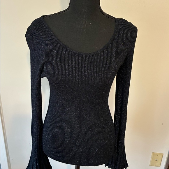 Milly Blue  Ribbed Knit Top - Picture 2 of 8